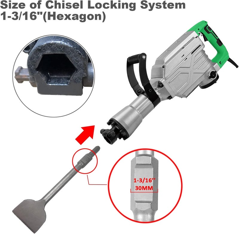 JACKCHEN 4 Inch Wide Tile & Removing Tile and Stone Chisel for hex.30mm Demolition Jack Hammers, 16 Inch Long, Alloy Steel Construction, 4" x 16" Chisel Bit for Demolition Concrete Breaker - Image 5